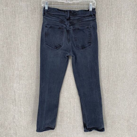 AGOLDE Jeans Womens 27 Faded Black Riley High Waist Straight Crop Button Fly - Picture 3 of 16